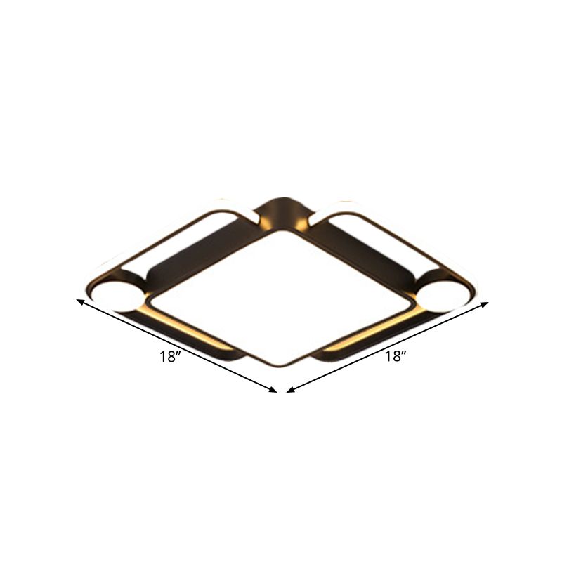 Plafoniera moderna a soffitto a rombo in metallo da 18"/21,5" di larghezza, lampada da incasso a LED per camera da letto, in luce nera, calda/bianca