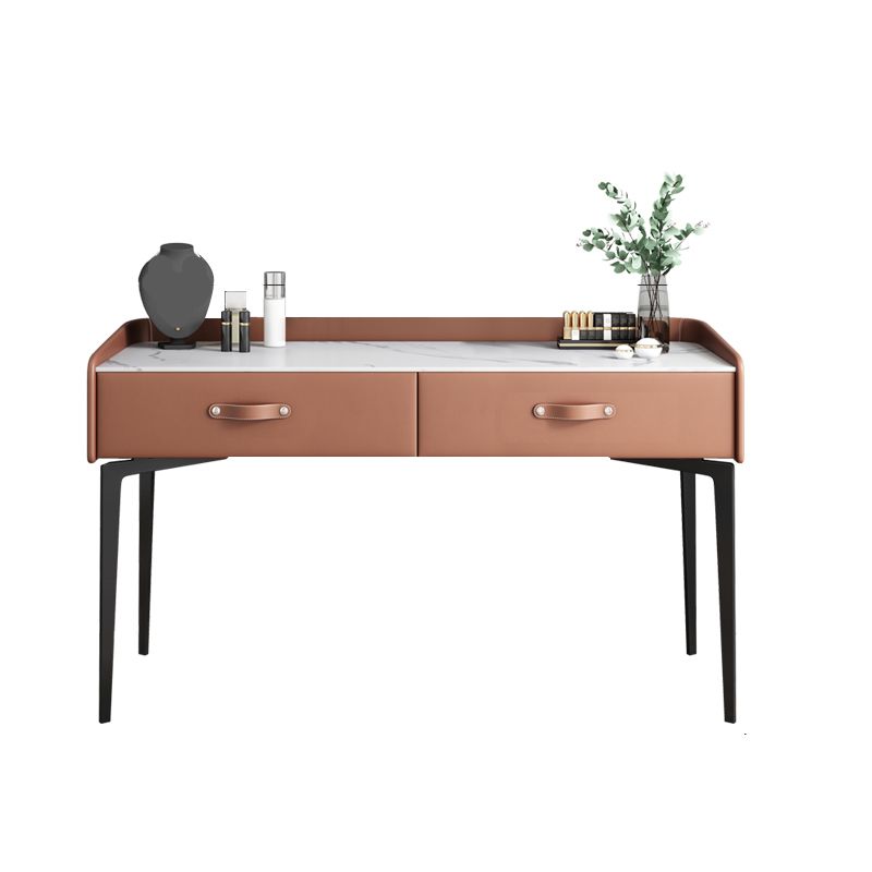 Faux Leather Vanity Desk and Stool in Orange/Grey Dressing Table