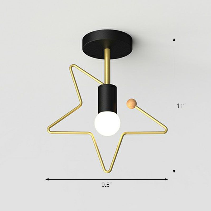Geometrical Metallic Semi Flush Ceiling Light Vintage 1-Light Corridor Flush Mount Lighting Fixture