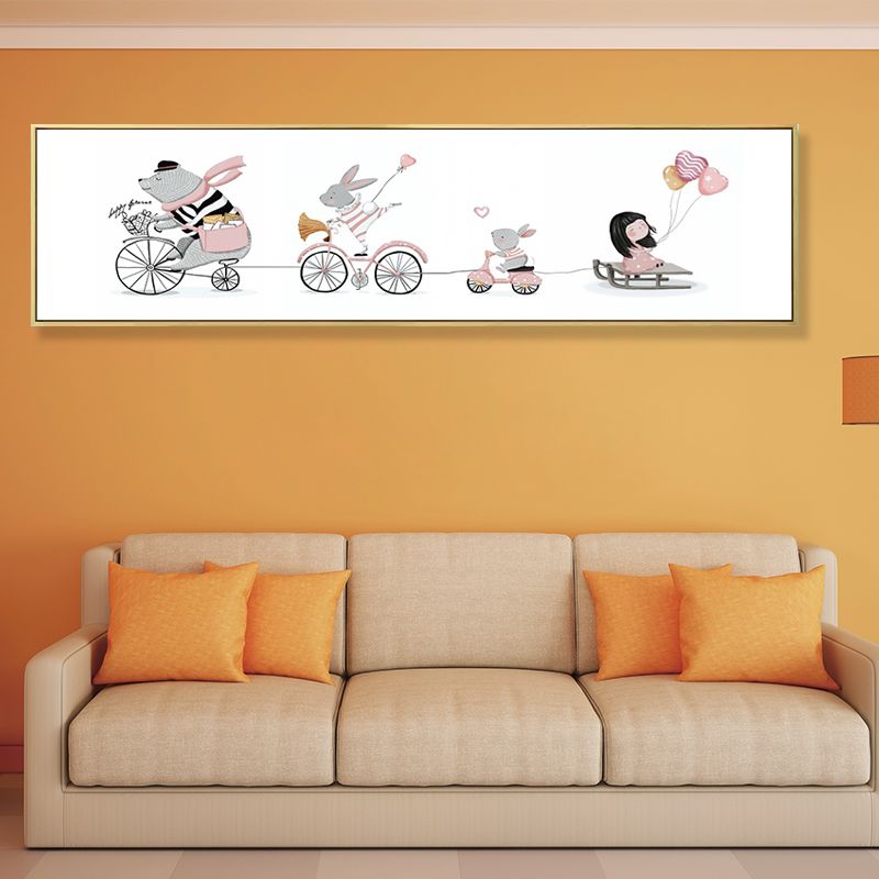 Dessin d'animaux sur toile, couleur Pastel, décoration murale de dessin animé pour chambre d'enfant