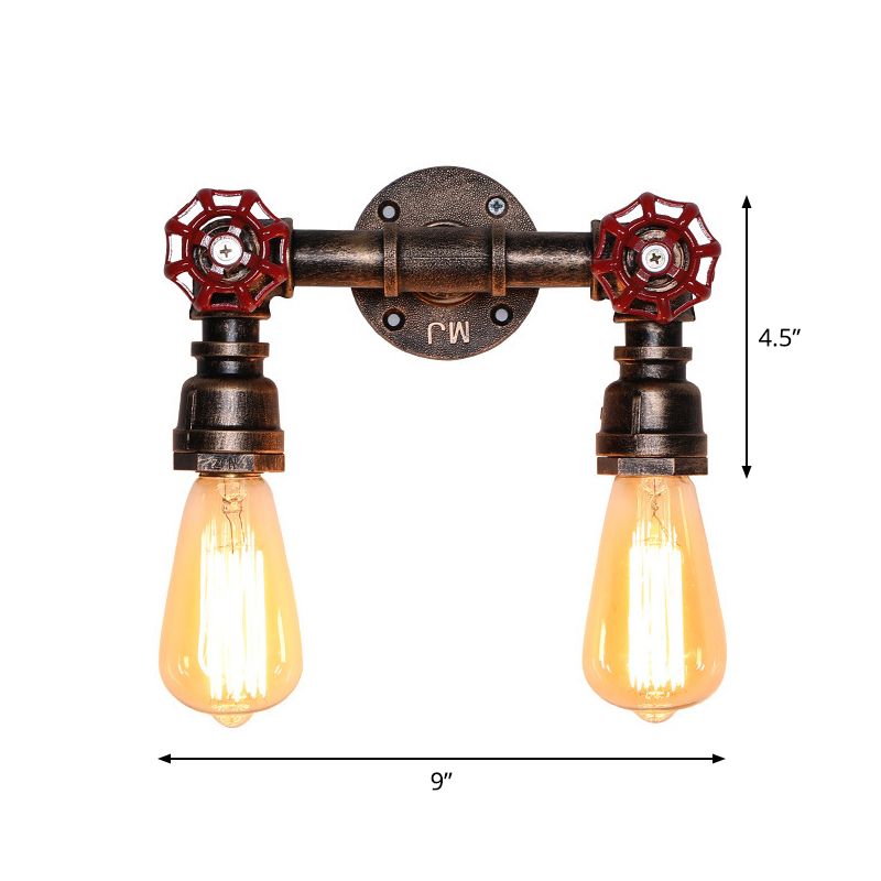 Vintage exponierte Lampenwandbeleuchtung Eisenwandmontagelampe mit Ventildekoration
