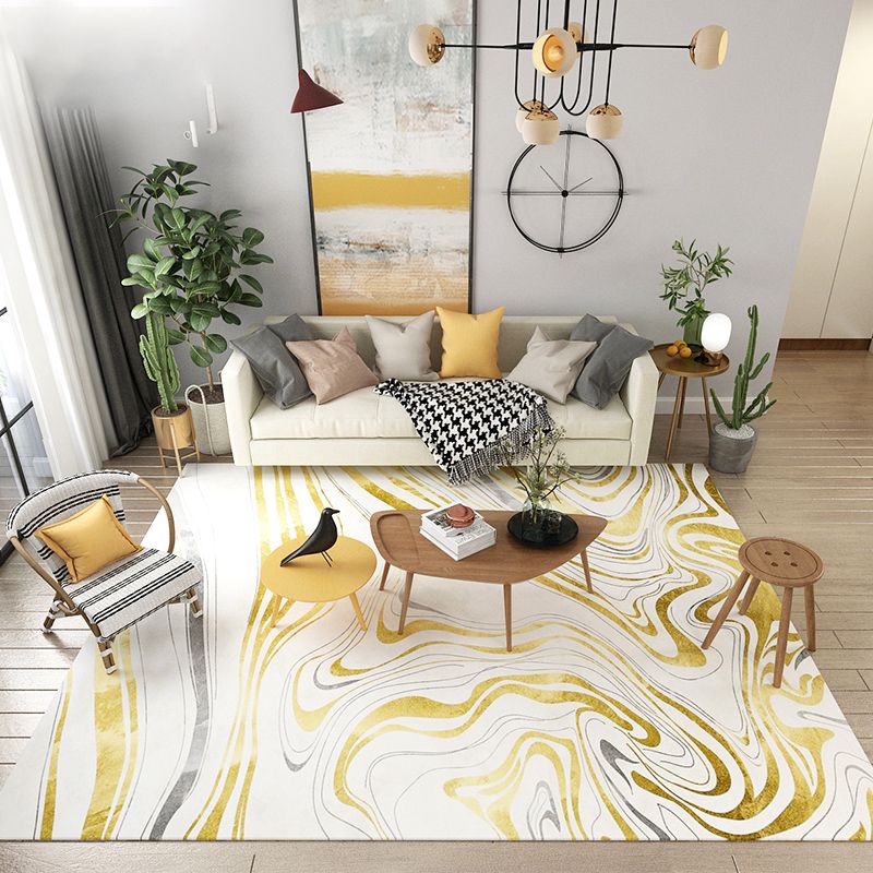 Luxe Postmodern Rug Multi-Color Flows Pattern Rug Stain Resistant Machine Washable Anti-Slip Backing Rug for Lounge