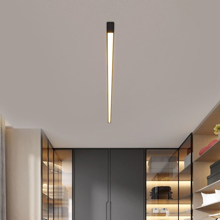 Modern Metal Flush Mount Linear Shape Ceiling Lamp with Acrylic Shade for Living Room