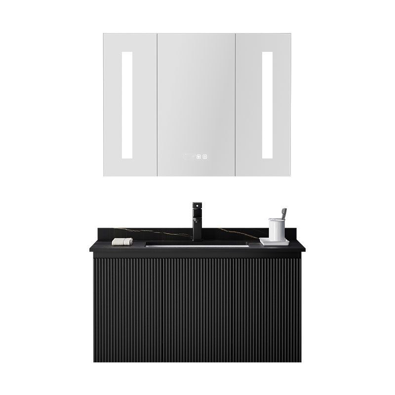 Contemporary Bathroom Sink Cabinet Wall-Mounted Mirror Cabinet Vanity Cabinet in Black