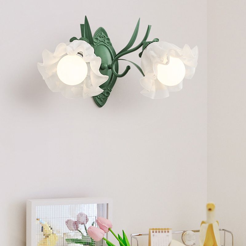 Modern Wall Light Fixture Green Wall Light Sconce with Glass Shade for Bedroom