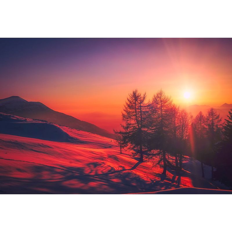 Evening Glow Photography Pattern Mildew Wall Mural Horizontalt for Living Room