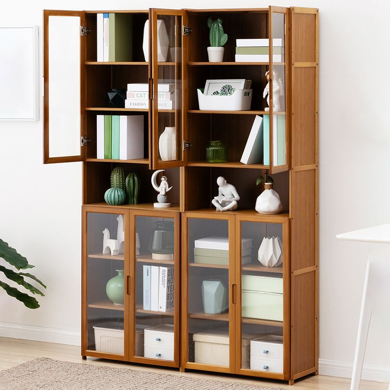 Contemporary Standard Shelf Bookcase Bamboo Book Shelf with Doors