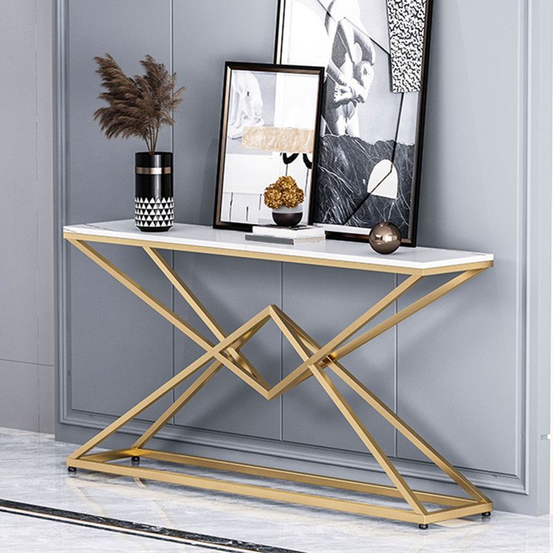 11" Wide Stone Glam Console Table Rectangle Console Sofa Table
