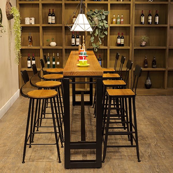 Industrial Footrest Table and Stool Set 1/2/9 Pieces Coffee Shop Bar Table Set