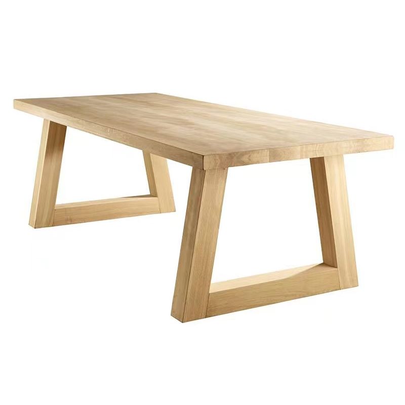 Modern Rectangular Pine Natural Top Dining Table with 4 Legs