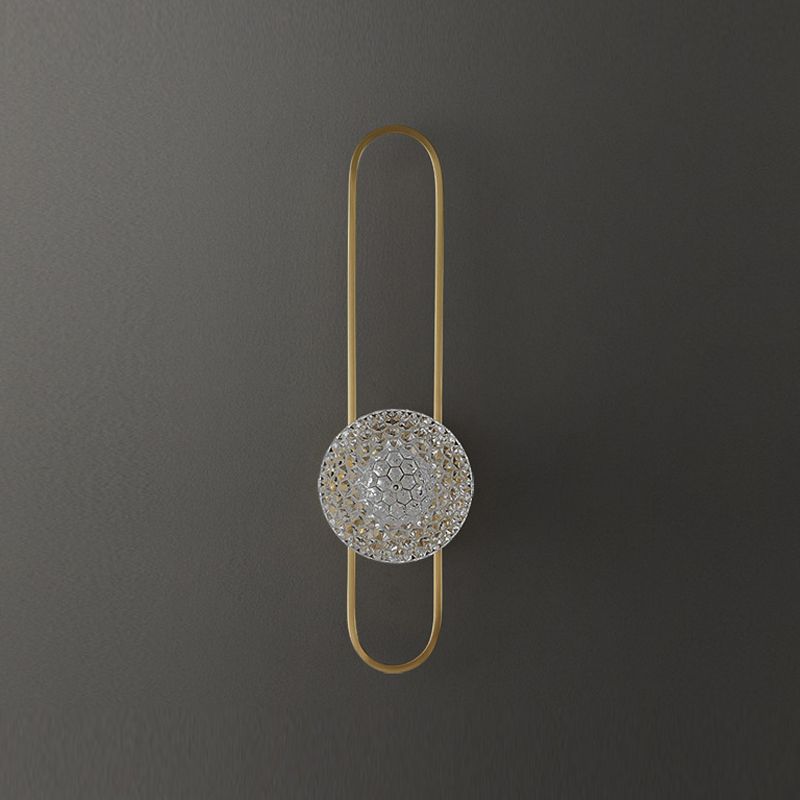 Modern Glass Wall Light Globe 15" High Wall Sconce in Gold for Living Room