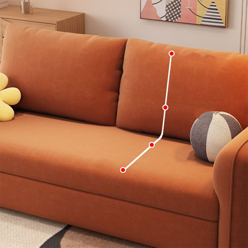 Contemporary Convertible Bed Sofa Couch with Pillows in Orange