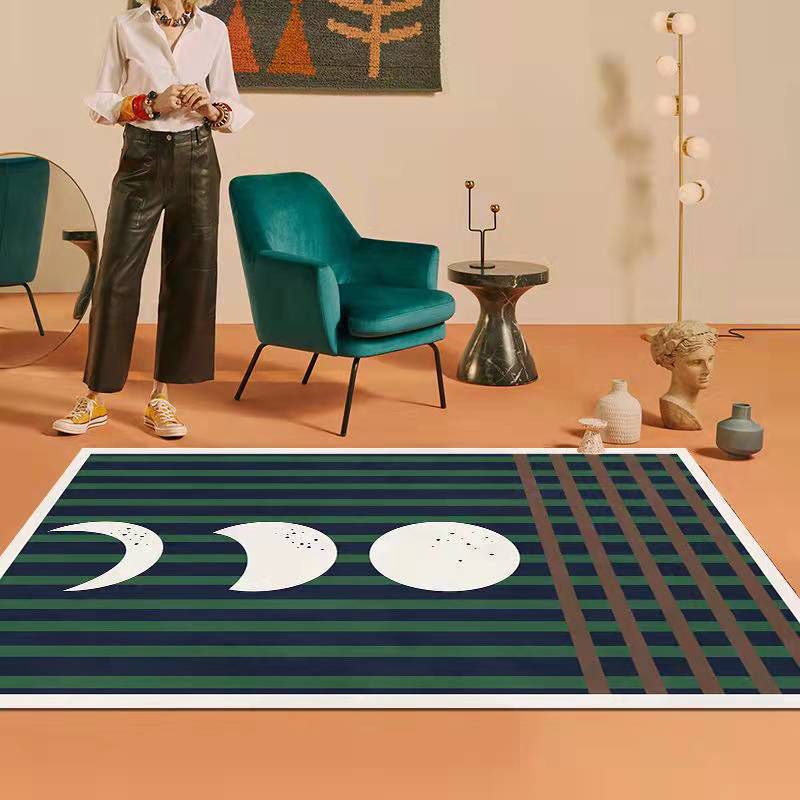Postmodern Block Rug Polyester Indoor Rug Washable Area Rug for Living Room Decor