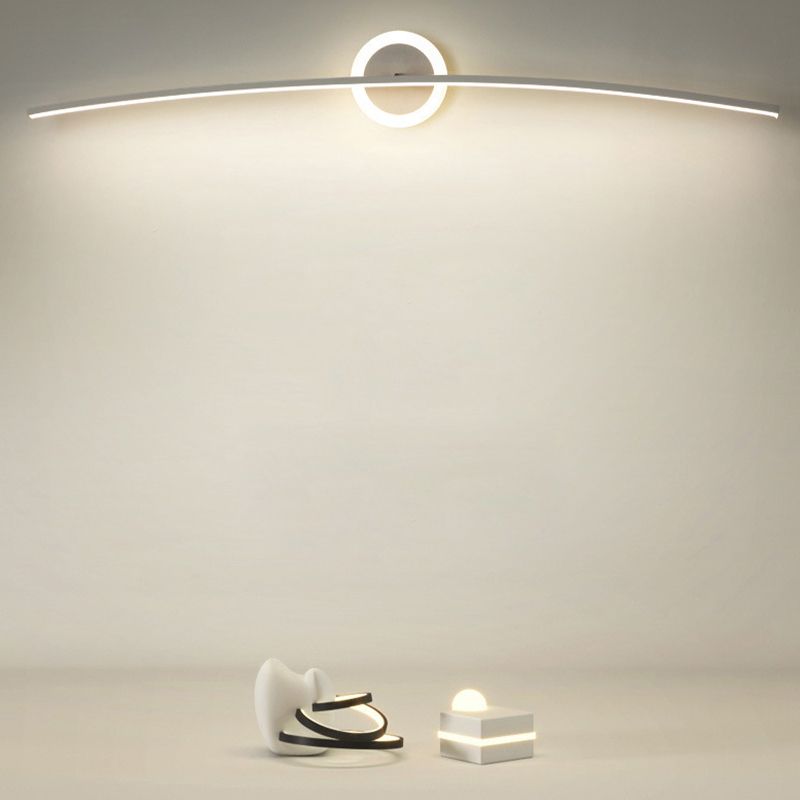 Modern Line Shape Wall Mounted Light 2 Lights Flush Mount Wall Sconce in White Finish