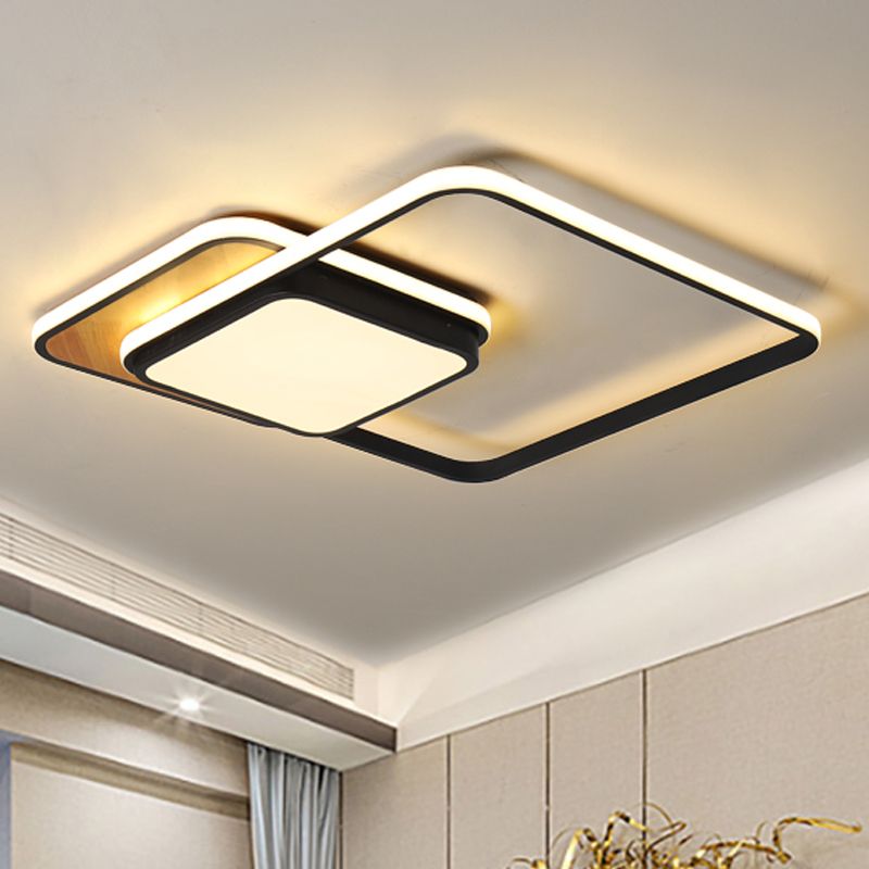 Lampada da soffitto geometrica nera/bianca moderna a LED in metallo a luce bianca/calda, 18 "/21,5" Wide