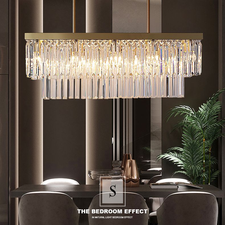 Rettangolo Crystal Island Pendant Light Minimalist Style Clear Island Flachture