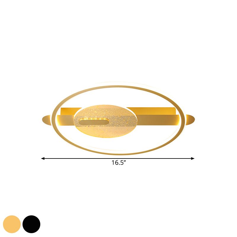 Monte semi-flush rotonda nera/oro Simplicità Apparecchiatura del soffitto acrilico in luce calda/bianca, larghezza 16,5 "/20,5"