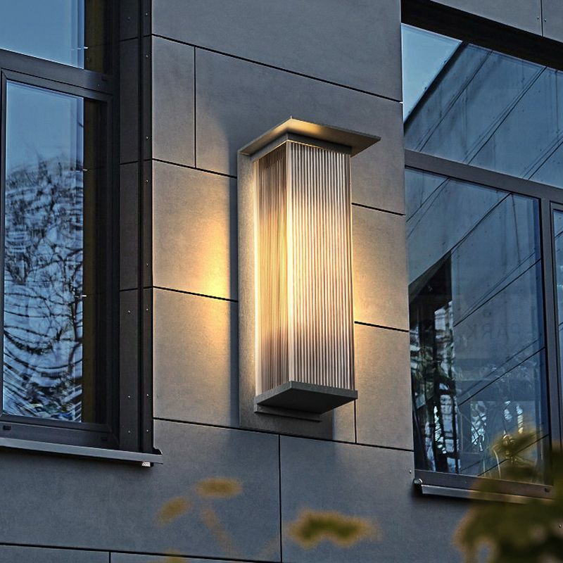 Metal and Acrylic LED Wall Light Modern Rectangle Wall Mount Fixture in Black & Clear