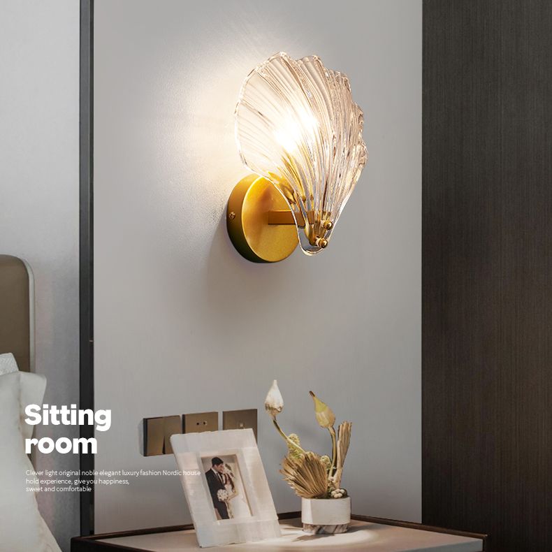 Shell Glass Wall Mount Light Fixture Minimalist-Style Wall Mounted Light Fixture
