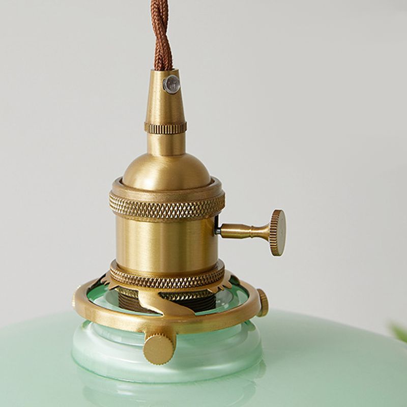 Pot Cover Shape Hanging Lighting Industrial Style Glass 1 Light Pendant Lamp