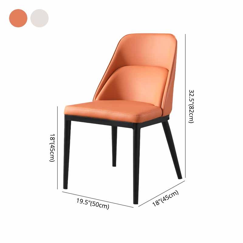 Modern Solid Back Armless Chair Leather Dining Side Chairs for Home Use