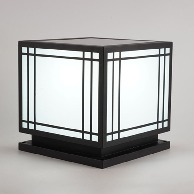 Modern Black Solar Pillar Lamp Waterproof Outdoor Light for Garden