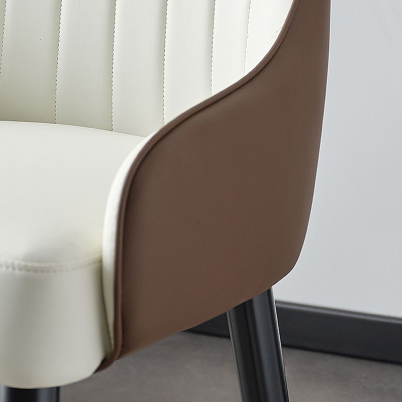 Glam Style Parsons Dining Chairs Faux Leather Armless Side Chair