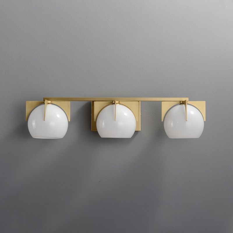 Postmodern Metal Wall Sconce Geometric Shape Vanity Lamp with Glass Shade for Bathroom