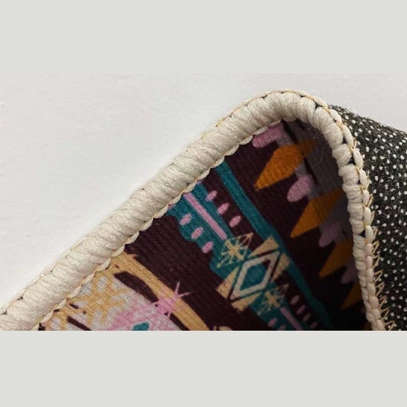 Multicolor Tribal Symbols Rug Moroccan Polyester Carpet Anti-Slip Backing Area Rug for Living Room