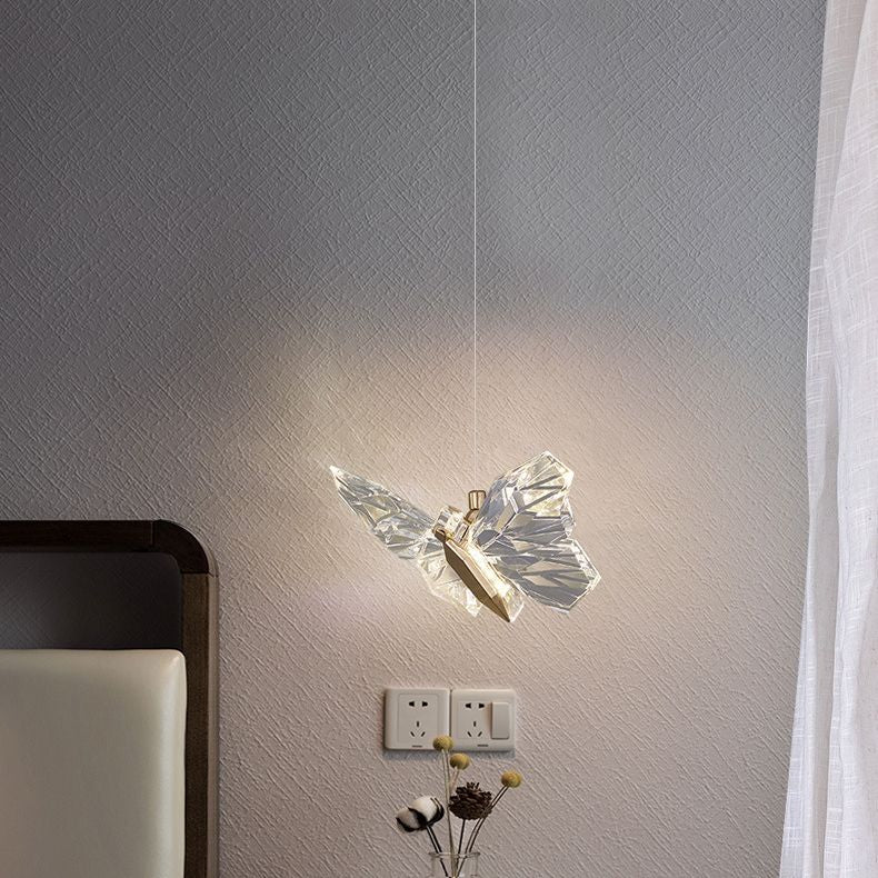 Acrylic Butterfly LED Pendant Light in Modern Creative Style Wrought Iron Hanging Light for Dining Room