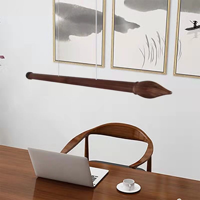 Single Modern Brown Ceiling Light Wooden Kitchen Island Lighting for Bedroom