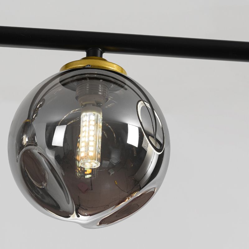 Zeitgenössische Insel leichte Kugel Glas Island Deckenleuchte in Schwarz für Küche