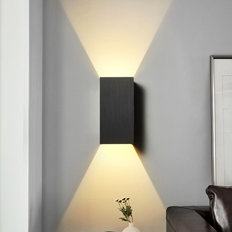 Cuboid Up and Down LED Wall Sconce Contemporary Metal Gold/Coffee/Grey Sconce Light Fixture for Bedroom