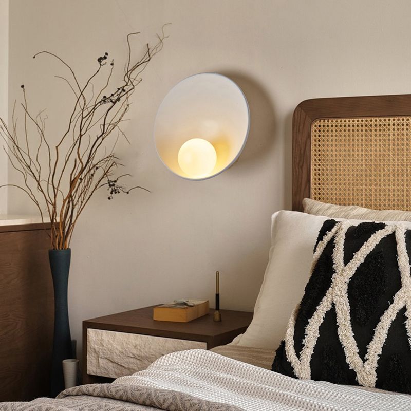 Nordic Style Wall Light Bowl Shape Wall Lamp with Glass Shade for Bedroom