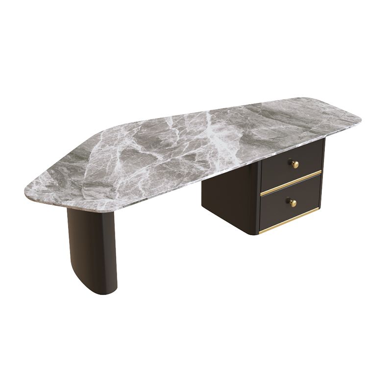 Glam Geometric Coffee Table Slate Top Cocktail Table for Living Room