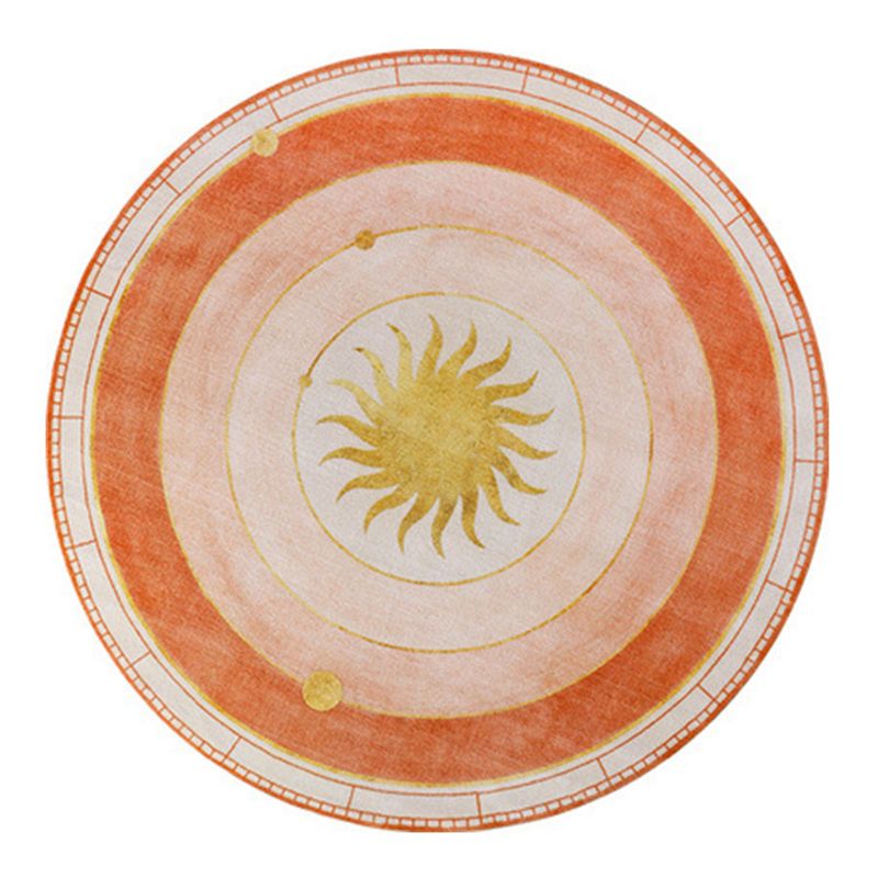 Modern Round Brown Rug Indoor Carpet Non-Slip Backing Rug for Sleeping Room