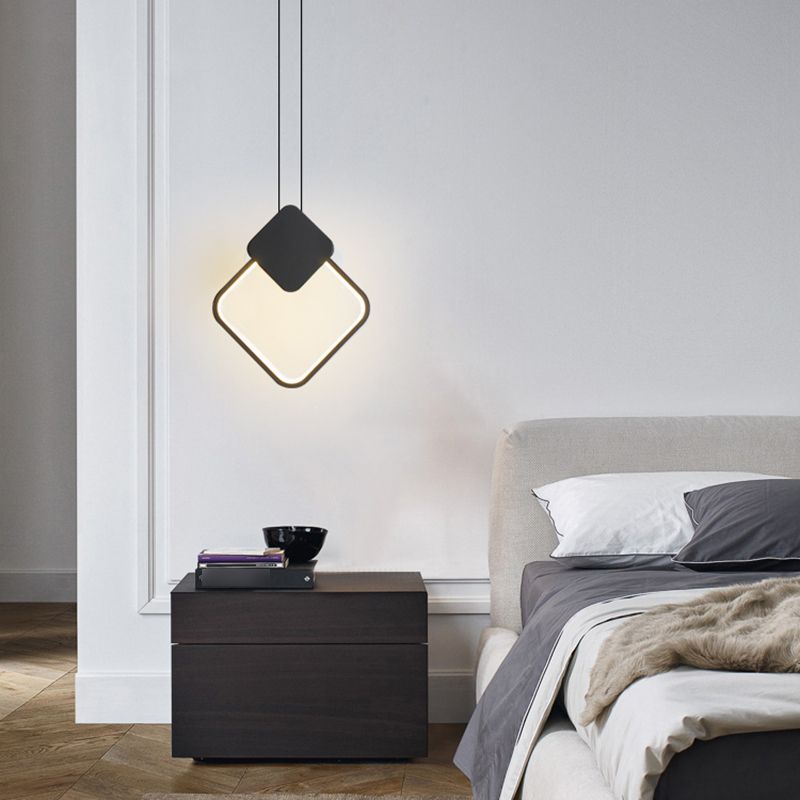 Minimalisme pendentif léger acrylique à 1 lumière LED vers le bas pour chambre à coucher