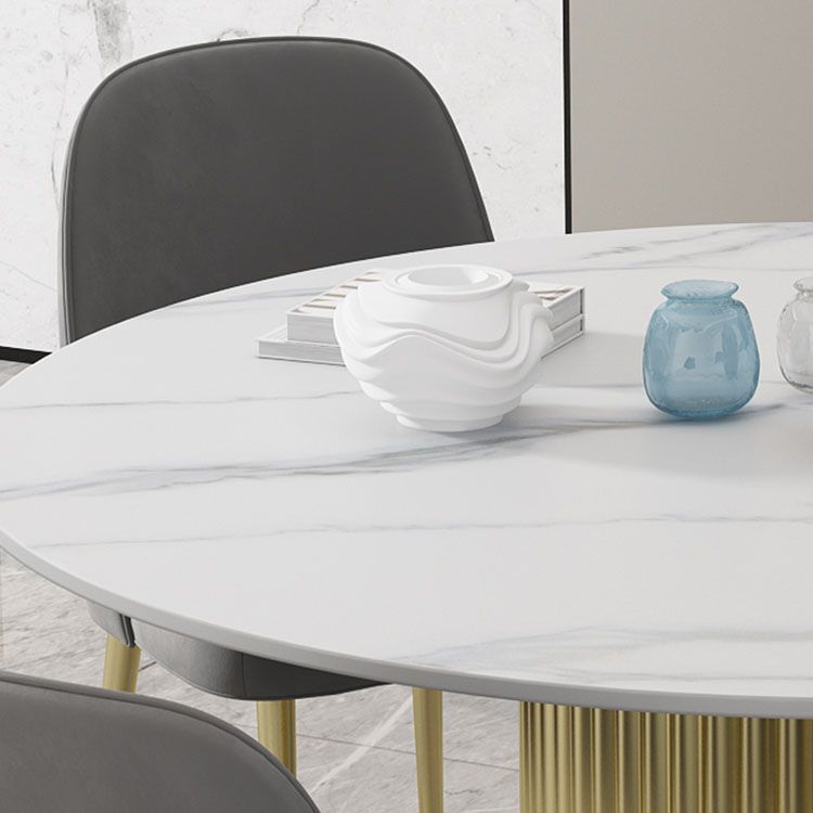 Glam 1/7 Pieces Dining Set Circular Stone Dining Table for Kitchen