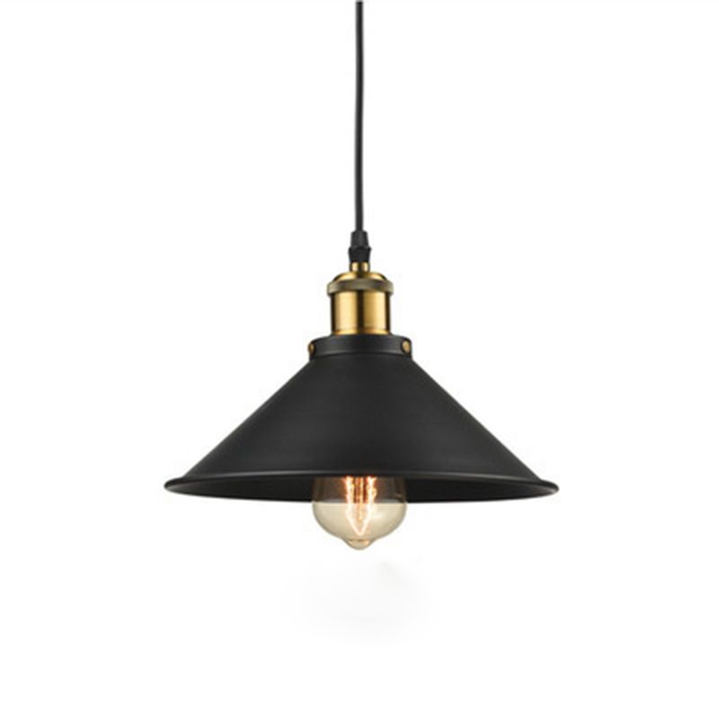 Tapered Cape Shade 1-Light Industrial Metal Pendant Light Hanging Ceiling Light in Black