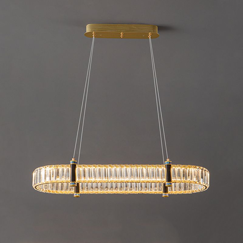 Contemporary Island Light Fixtures Oval Hanging Lamp with Crystal for Dining Room
