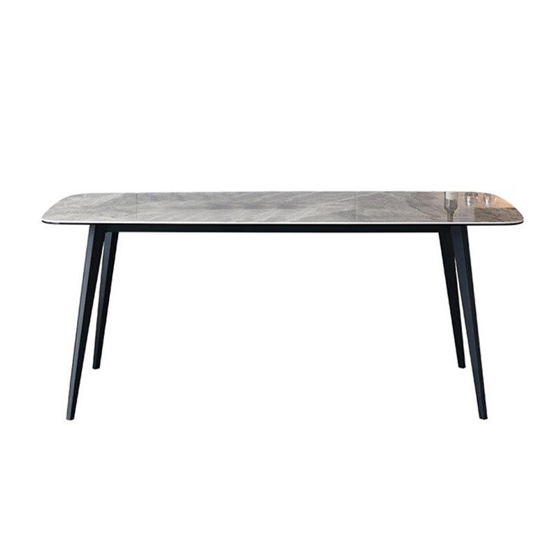 Industrial Stone Rectangle Table Standard Height Dining Table with 4 Legs