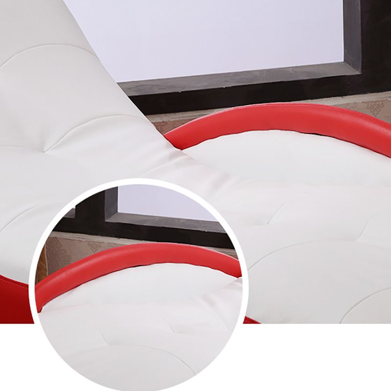 Modern Upholstered Reclining Chaise Lounge with One Arm Faux Leather Chaise