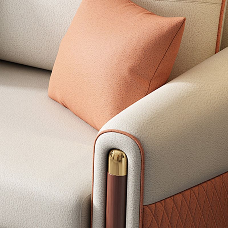 Contemporary Square Arm Faux Leather Stain Resistant Couch Bed with 2 Pillows