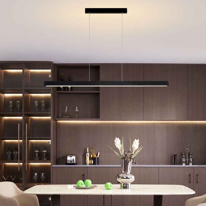 Metal Strip Chandelier Light Fixture Simple LED Island Pendant for Dining Room