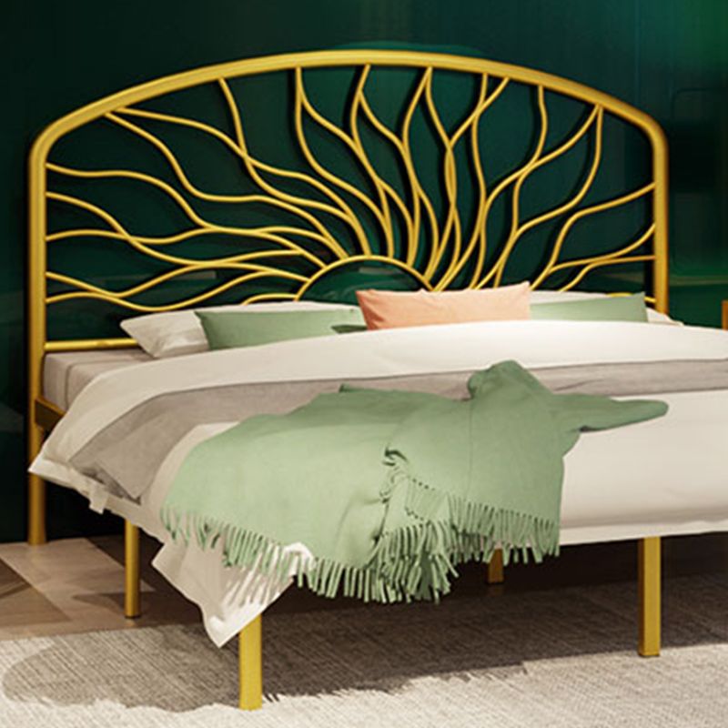 Glam Bed Frame with Arched Headboard, Metal Open-Frame Bed, 41" Tall