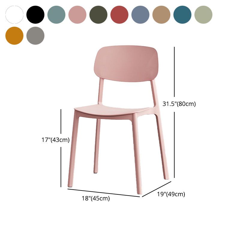Silla lateral casera de plástico moderna con respaldo abierto y acabado mate