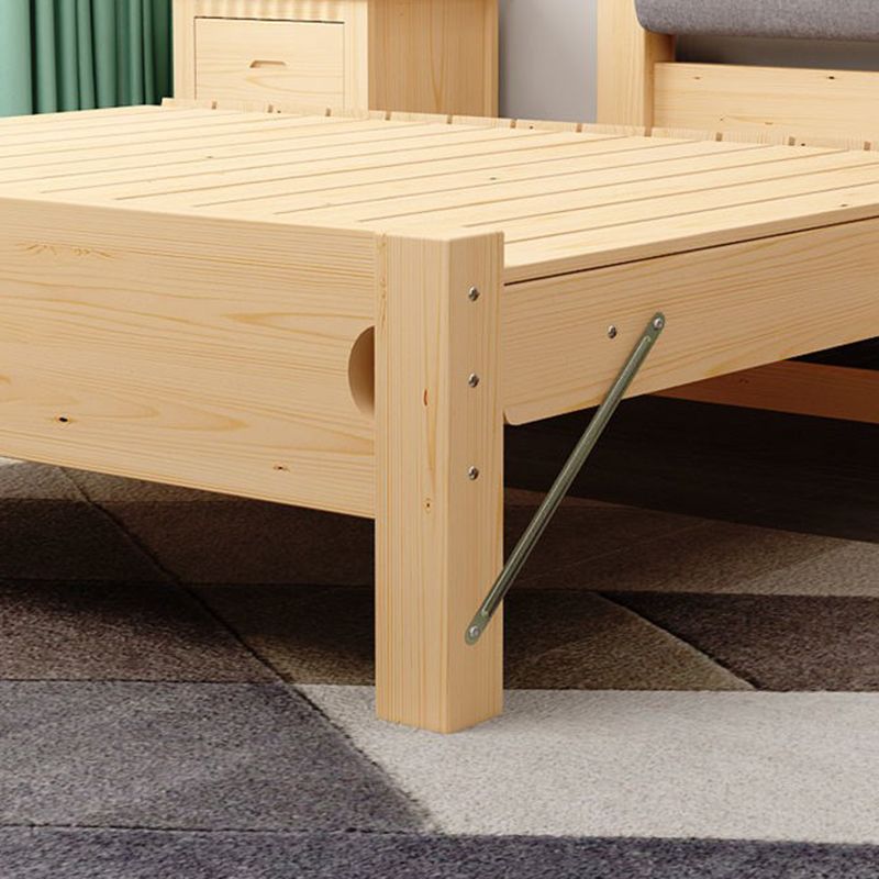 Scandinavian Wood Folding Bed Upholstered Bed Frame with Headboard