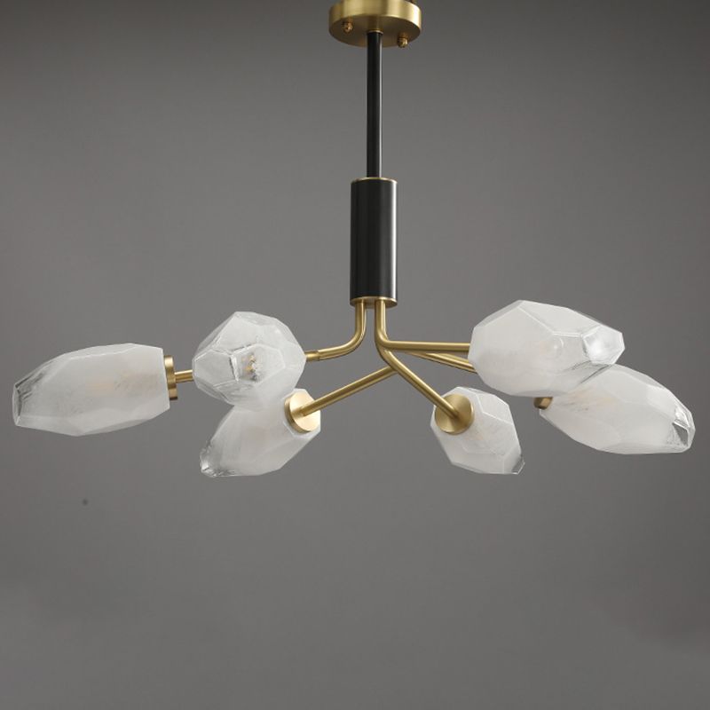 Post-Modern Metal Hanging Chandelier Light White Glass Shade Ceiling Chandelier in Gold for Living Room