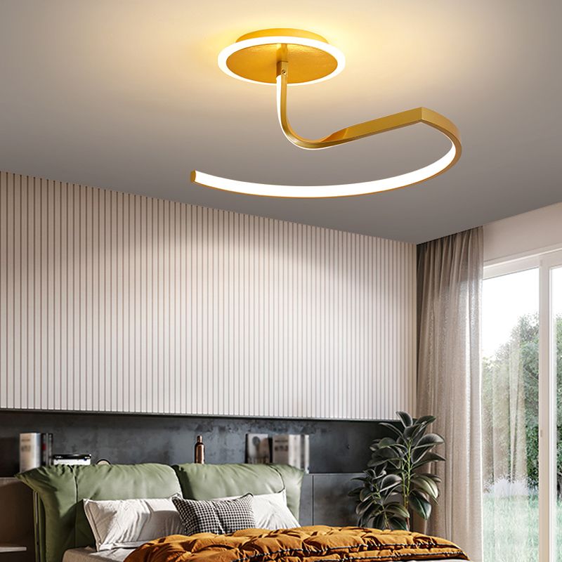Plafonnier LED en forme de ligne en aluminium moderne, 2 lumières, montage encastré pour le salon