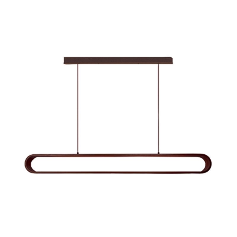Oval Island Pendant LED Wood Modern Ceiling Pendant Light for Tea Room